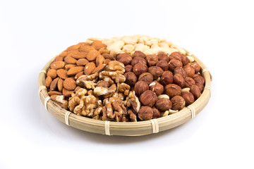 Set of nuts in basket