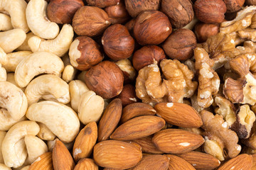 Set of nuts in basket