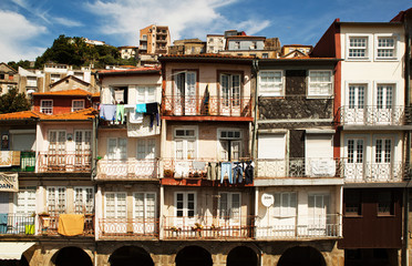 Fototapeta na wymiar The balconies of Porto, Portugal.