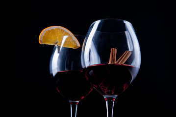 Two decorated glasses of wine