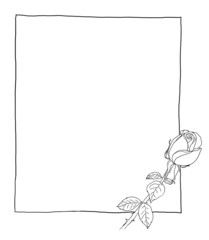 Blank paper with red roses vintage line art