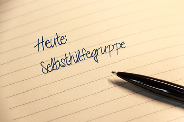 Notiz mit Mitteilung Selbsthilfegruppe