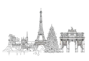 Christmas tree in Paris, sketch collection