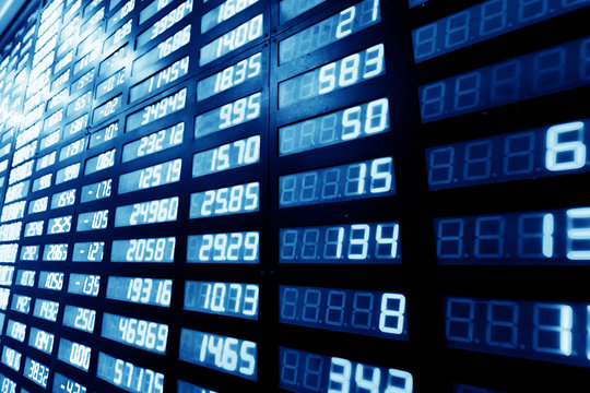 stock or currency exchange market displau screen board