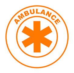 ambulance sur bouton web rond orange