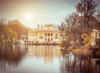 Fototapeta na wymiar Royal Palace on the Water in Lazienki Park