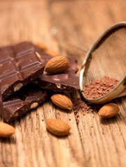 Dark chocolate and almonds