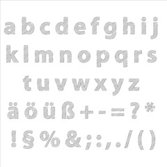 Alphabet klein editierbare Text mit Grafikstile Bleistift