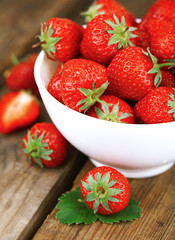 Fresh strawberries on the table.