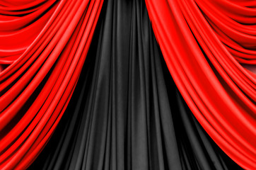 red and black curtain on stage for texture background