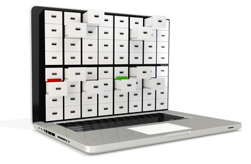 3d digital archive concept, silver metal notebook