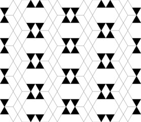 Black and white geometric seamless pattern with triangle.