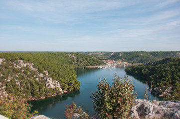 Fototapeta na wymiar View from bridge Krka, near Skradin