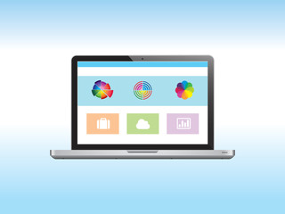 Laptop with website template