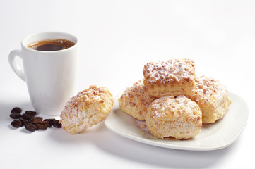 Coffee and puff cookies with nuts