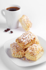 Puff cookies with nuts and coffee