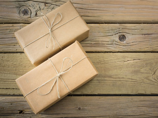 parcels  wrapped in brown paper and string