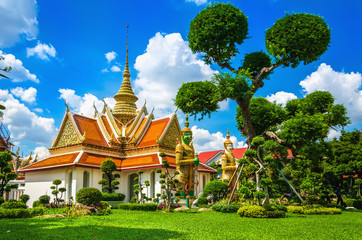 Great Palace Buddhist temple with famous green tree gardens in c