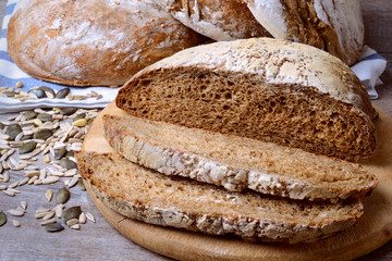 Homemade bread with seven grain flour