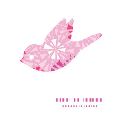 Vector pink abstract triangles bird silhouette pattern frame
