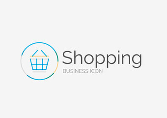 Thin line neat design logo, shopping cart icon