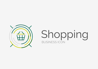 Thin line neat design logo, shopping cart icon