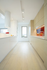 Vertical view of bright kitchen
