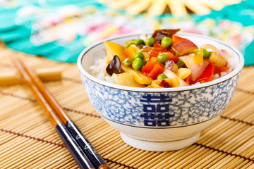 Rice with sweet and sour vegetables - Reis mit süß-sauren Gem