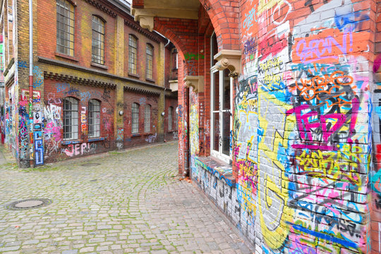 Graffiti brick wall art in germany