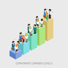 Flat 3d isometric web infographic corporate carrier ladders