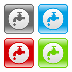 Chrome tap with a water drop icon