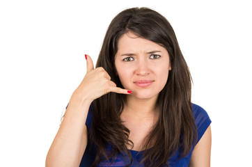closeup portrait of beautiful young girl posing gesturing
