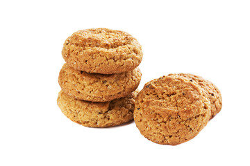 Oatmeal cookies isolated on white