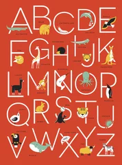 Crédence de cuisine en verre imprimé Rouge conception d& 39 affiche alphabet animal