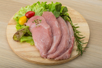 Raw pork schnitzel