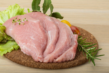 Raw pork schnitzel