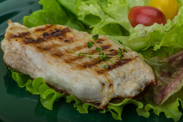 Grilled pork schnitzel