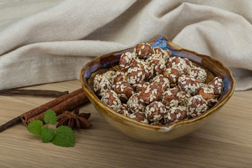 Peanut in honey with sesame seeds