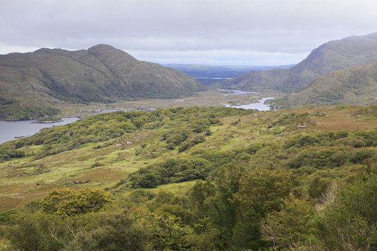Beautiful landscape of Ladies View in Killarney National Park.