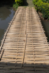 wood bridge made from bamboo weave