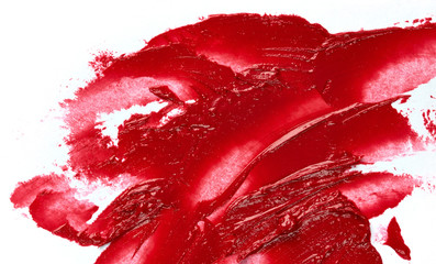 Smudged red lipstick