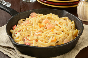 Shrimp scampi and linguine