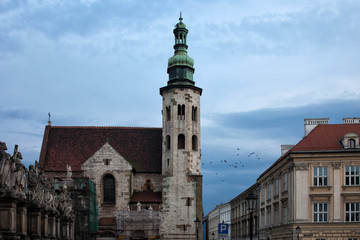 Fototapeta na wymiar St. Andrew's Church in Krakow at Dusk