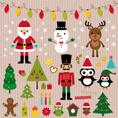 Christmas lights and design elements set