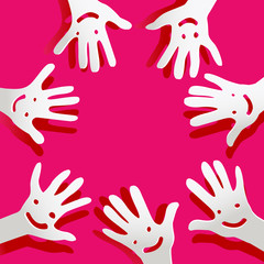 paper hands with faces