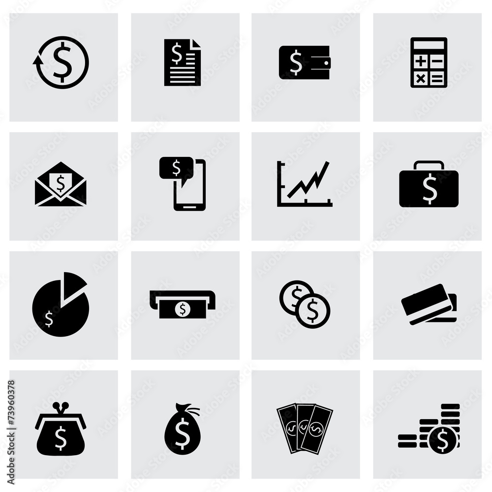 Canvas Prints vector black money icons set