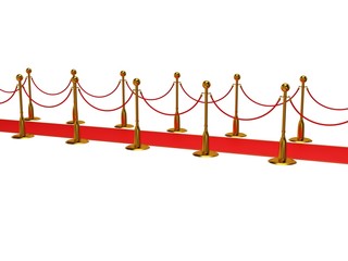 Golden rope barrier with red event carpet