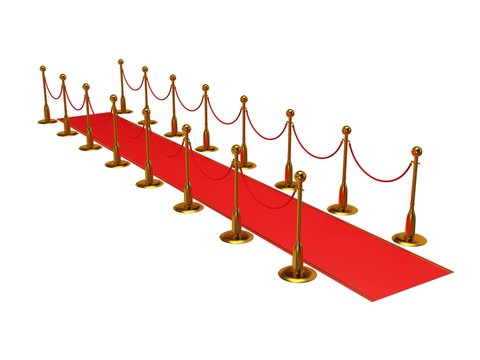 Golden rope barrier with red event carpet
