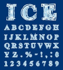 Alphabet made in the form of ice