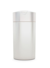 White cosmetic packaging, plastic shampoo or shower gel bottle